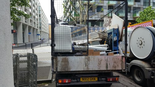 Professional waste removal team at a construction site