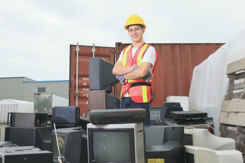 Waste removal professionals at a Westminster demolition site
